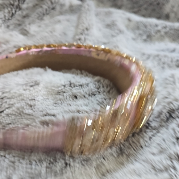 Queen Of Hearts Pink and Gold Embellished Headband - Picture 10 of 10